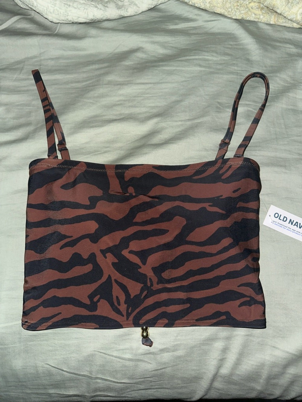 Old Navy zebra pattern bandeau swim top